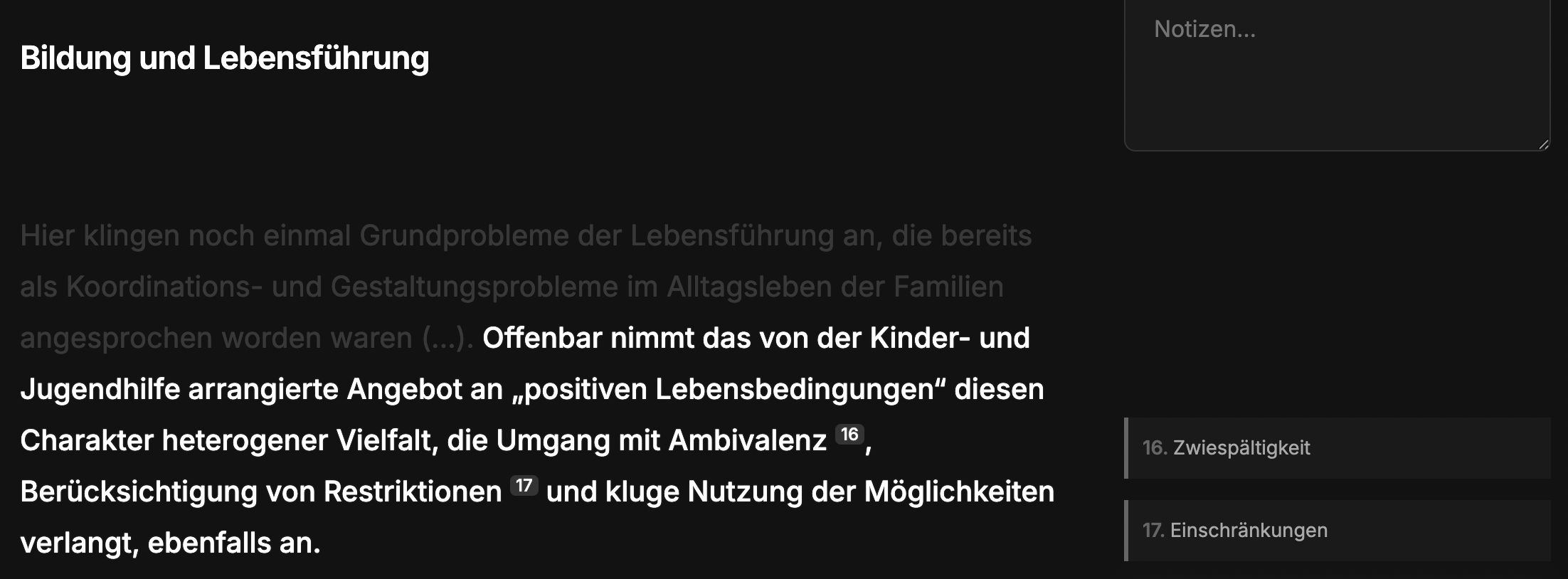 NODIS-Reader: Marginalien als nummerierte Randnotizen neben dem Text