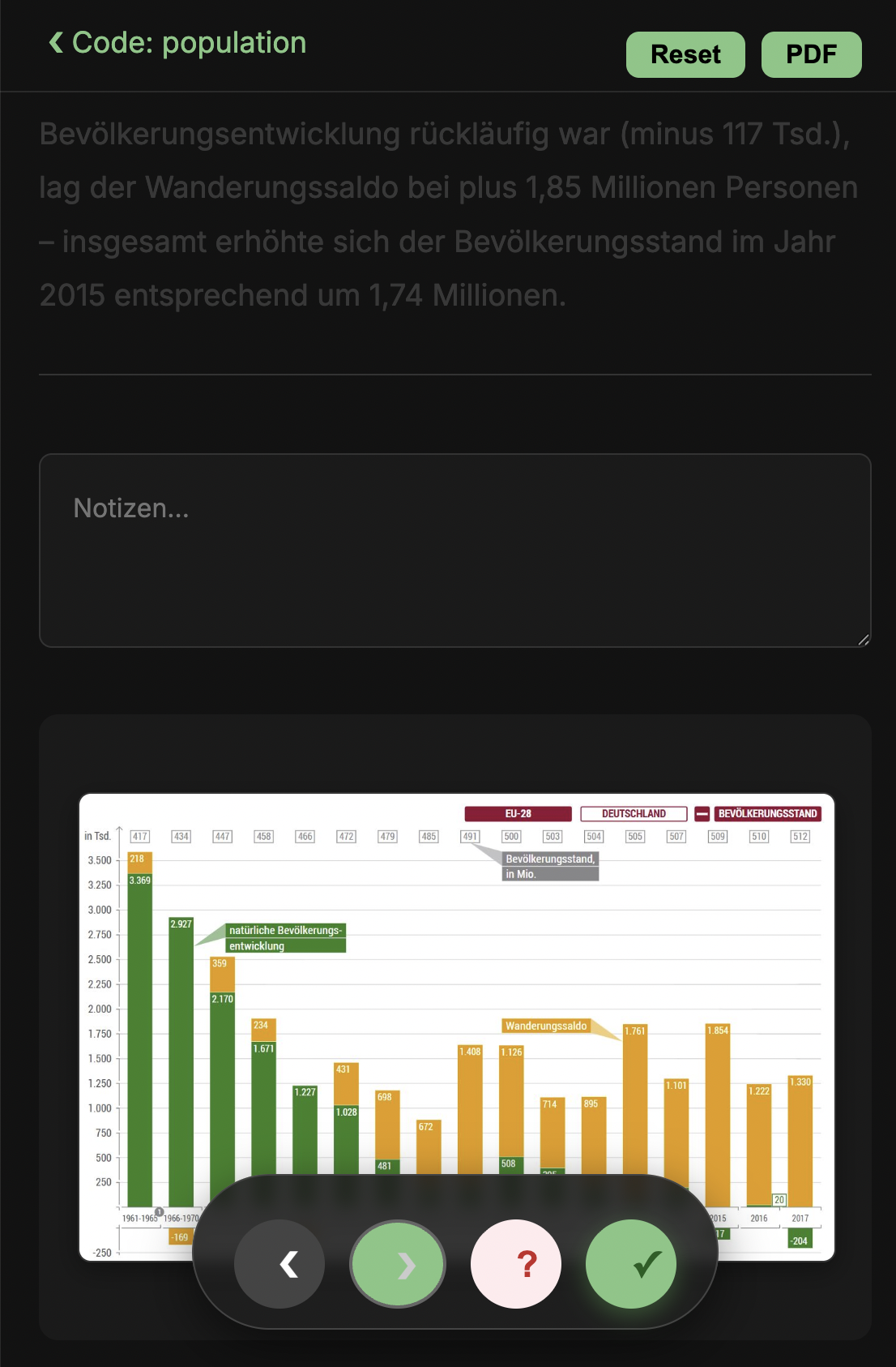 NODIS-Reader: Responsive Ansicht auf dem Smartphone mit eingebettetem Diagramm