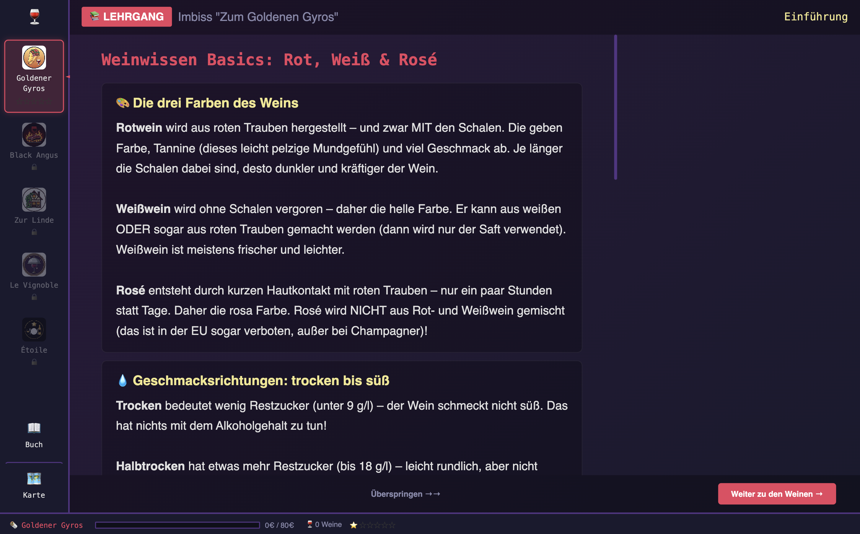 Wine Explorer — interaktives Weinlexikon mit Detailkarten